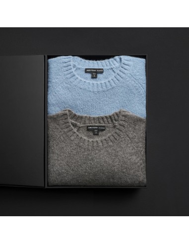 Men's Lightweight Textured Cashmere Crew Gift Set - Thunder/Azure Les magasins à Paris