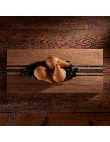 9X20" Teak Serving Board - Teak/Natural Finish with Triple Stripe de l' environnement