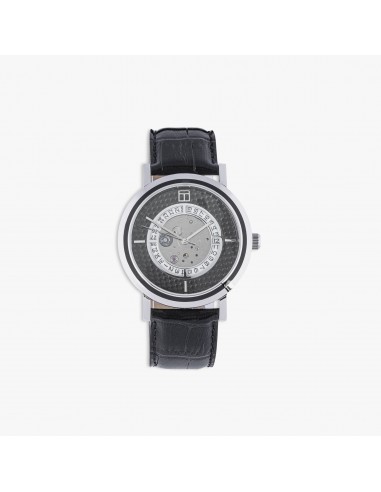 Esposto Automatic Watch With Black Leather, Black Carbon Fibre and Stainless Steel Par le système avancé 