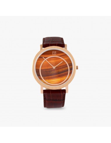 Prezioso Watch With Tiger Eye, Black Italian Leather and Rose Gold Plated Stainless Steel Le MVP de beaucoup