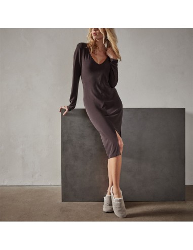 Split V Neck Jersey Shift Dress - Black Cherry Toutes les collections ici