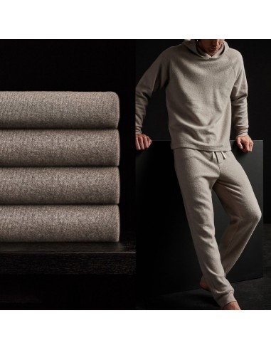 Men's Thermal Knit Lounge Set With Cashmere Blanket - Dapple/Taupe Melange Le MVP de beaucoup