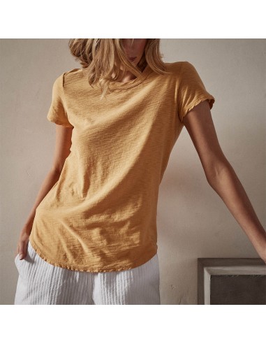 Sheer Slub Crew Neck Tee - Apricot Venez acheter