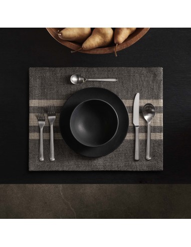 Heavy Triple Stripe Placemat - Black/Beige soldes