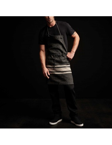 Three Stripe Chef's Apron - Black/ Natural soldes