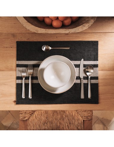 Three Stripe Placemat - Black/ Natural ou a consommer sur place