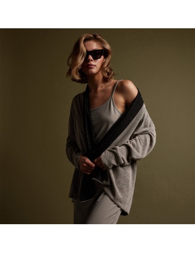 Dunes linen Cardigan  - Natural/Black outlet