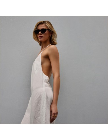 Zuma Linen Halter Dress - Everest White Pigment de France