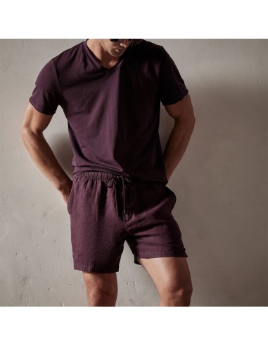 Lightweight Linen Short - Eggplant meilleur choix