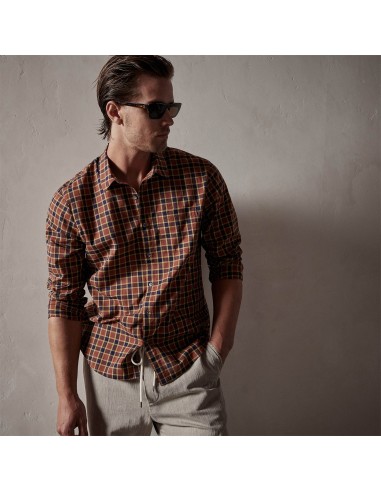 Cotton Plaid Shirt - Tamarind/Navy Venez acheter