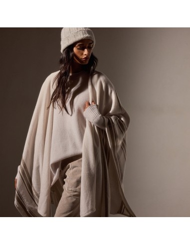 Recycled Cashmere Striped Poncho - Pearl soldes