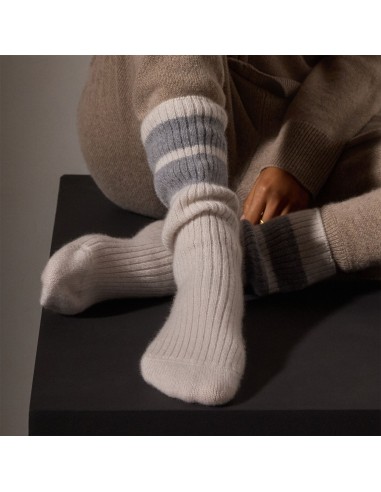 Long Chunky Cashmere Sock - Pearl/Heather Grey hantent personnes