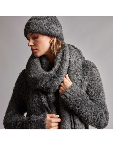 Wool Blend Sherpa Scarf - Anthracite du meilleur 