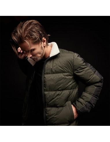 Side Stripe Puffer Jacket - Olive/Black est présent 