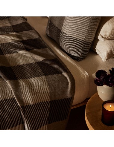 Vintage Plaid Cashmere Blanket - Natural/Brown/Ivory de la marque