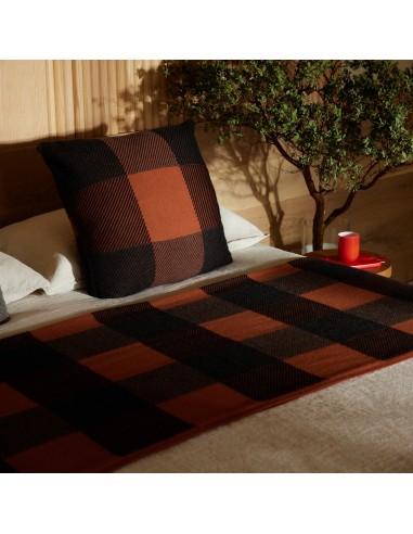 Vintage Plaid Cashmere Blanket - Burnt Orange/ Charcoal/ Black chez Cornerstreet bien 