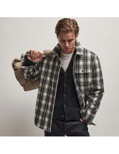 Sherpa Lined Plaid Jacket - Black/White Venez découvrir notre 