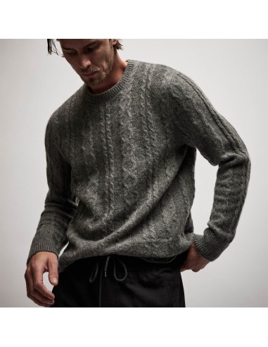 Mid Gauge Cable Knit Crew - Thunder À commander