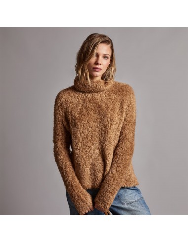 Wool Blend Sherpa Turtleneck Sweater - Caramel Le MVP de beaucoup