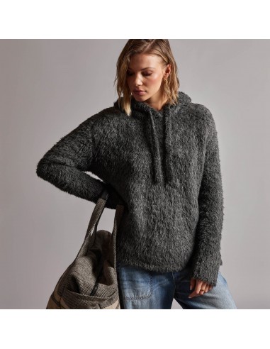 Wool Blend Sherpa Hooded Sweater - Anthracite Vous souhaitez 