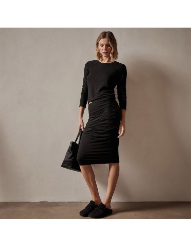 Tencel Cashmere Ruched Skirt - Black pas cher chine