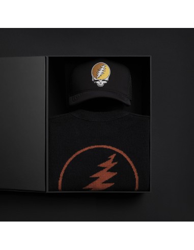 Men's Grateful Dead Cashmere Sweater & Trucker Hat Set - Black/Burnt Orange Les êtres humains sont 