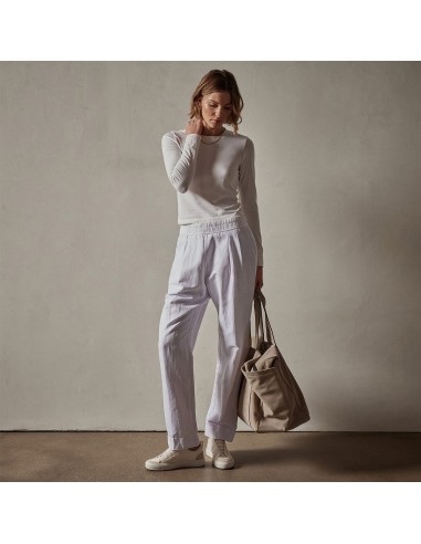 Double Pleat Trouser - White solde