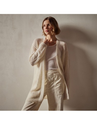 Textured Cashmere Knit Cardigan - Ivory Fin de série