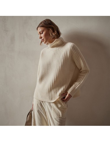 Ribbed Cashmere Funnel Neck - Ivory 2024