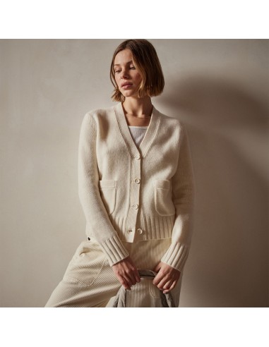 Shrunken Recycled Cashmere Cardigan - Ivory de France