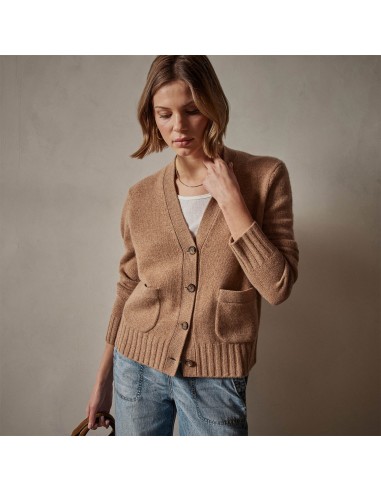 Shrunken Recycled Cashmere Cardigan - Caramel pas cher