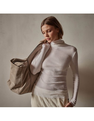 Cotton Cashmere Blend Ribbed Turtleneck - Ivory Dans la société mordern