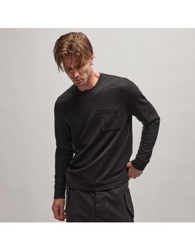 French Terry Pocket Crew - Black destockage