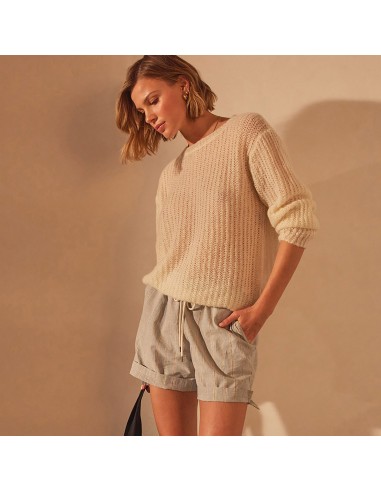 Lightweight Open Knit Cashmere Sweater - Ivory à prix réduit toute l'année