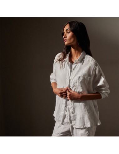 Linen Oversized Shirt - White de la marque