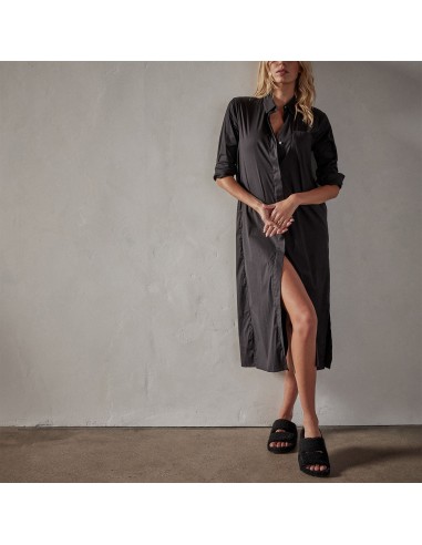 Matte Stretch Poplin Shirt Dress - Black votre