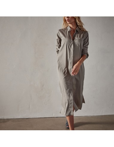 Matte Stretch Poplin Shirt Dress - Concrete de technologie