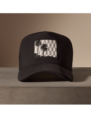 Checkered Palm Embroidered Trucker Hat - Black JUSQU'A -70%! 