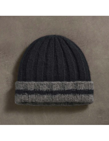 Cashmere Stripe Rib Beanie - True Black/Thunder Fin de série