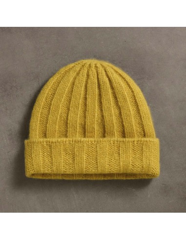 Textured Cashmere Beanie - Straw destockage